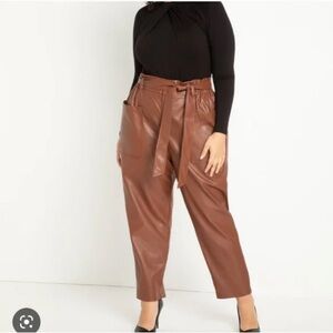 Eloquii Brown Cropped Tie-Waist Pants
